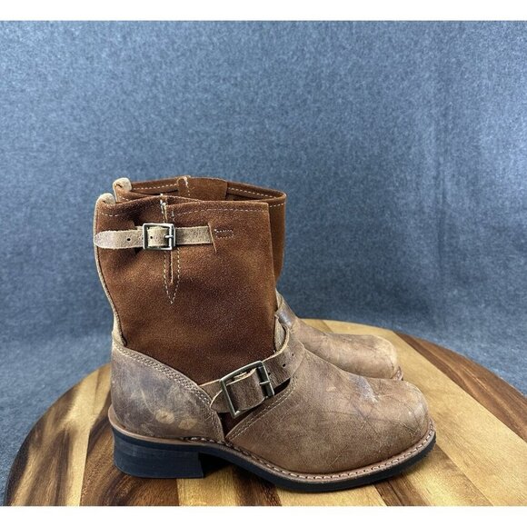 Unbranded Shoes - Vintage Distressed Moto Engineer Boots Brown Leather Suede MaxiTred Women's 7M